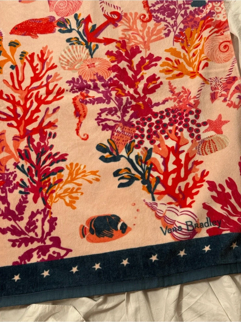 NWOT Vera Bradley Shore Thing Coral Beach Towel Ocean Coral Reef Towel RARE